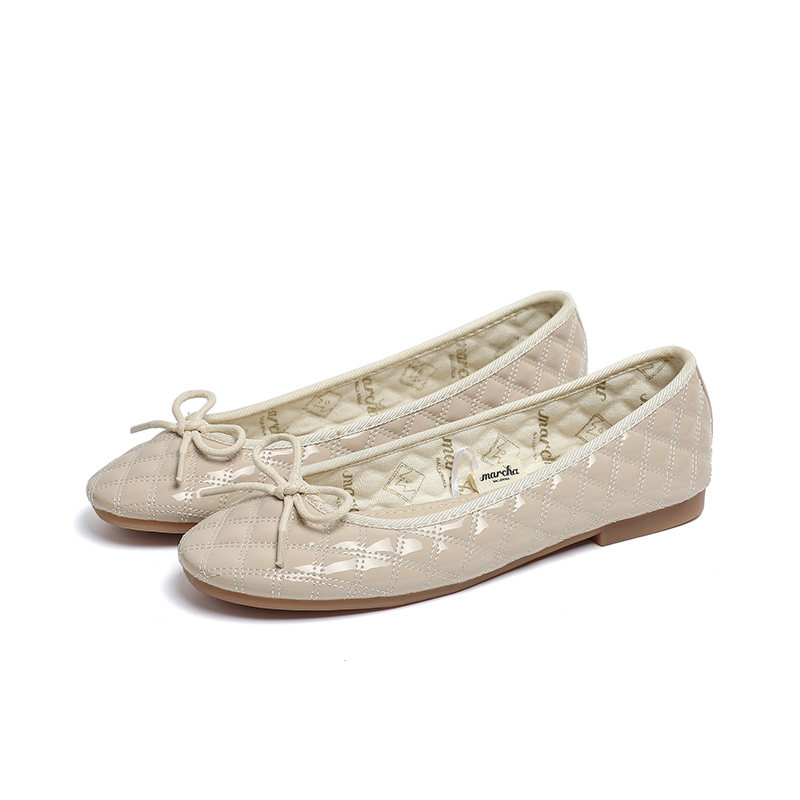 MARCHA BALLET SHOES HONG KONG FOUR SEASONS WOMENS SINGLES BOW ROUND FLAT PUMPS WILD TEMPERAMENT LADIES