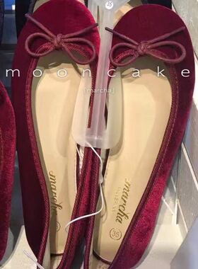 新品香港专柜正品marcha芭蕾舞鞋蝴蝶结平底鞋春季圆头女单鞋