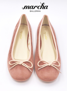 marcha春季女单鞋平跟休闲平底鞋百搭圆头浅口豆豆鞋柔软瓢鞋仙女