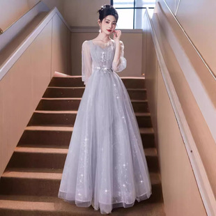 晚礼服女轻奢小众高端主持人绝美高级感长袖18岁公主裙成人礼女孩