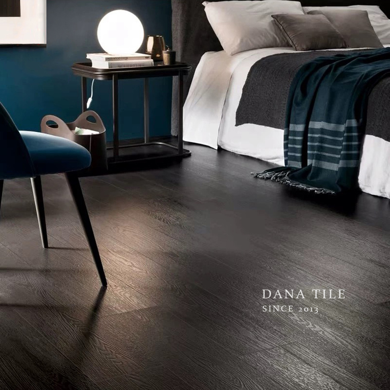 碳黑色木纹砖卫生间阳台超黑通体砖民宿连锁店地砖仿木地板瓷砖