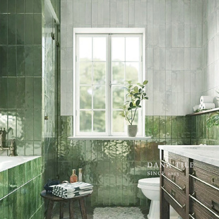 复古绿色窑变手工砖厨房卫生间瓷砖厕所浴室墙砖全瓷亮光釉面砖