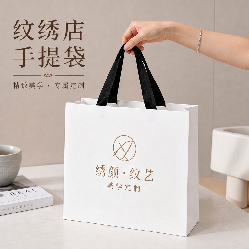 纹绣店纸袋手提袋医美护理包装袋美容产品定制手拎袋打包袋购物袋