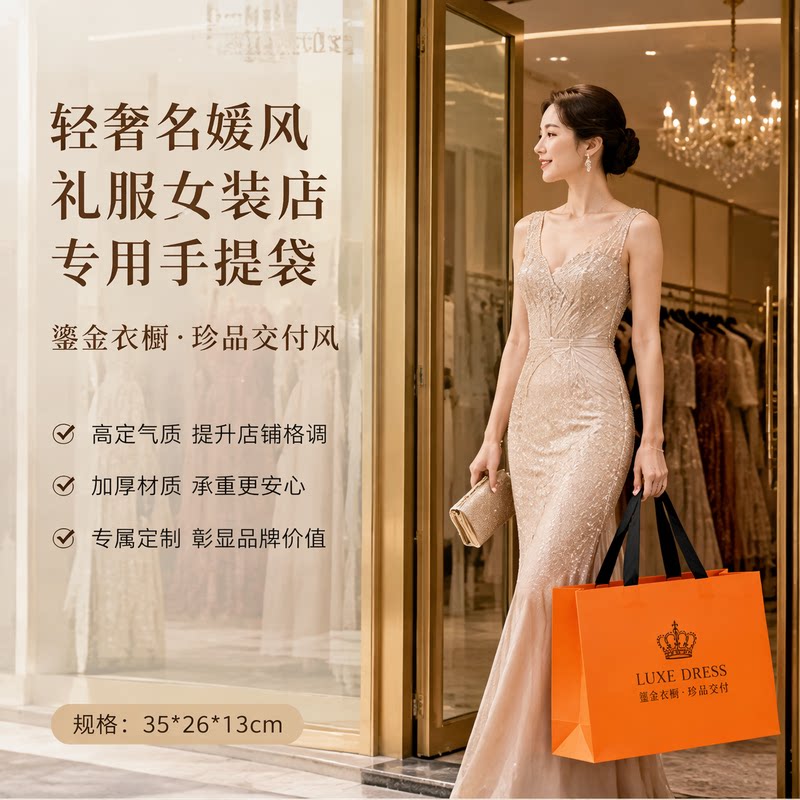 名媛礼服店服装店手提袋定制高定服装包装袋手拎袋打包袋伴手礼袋