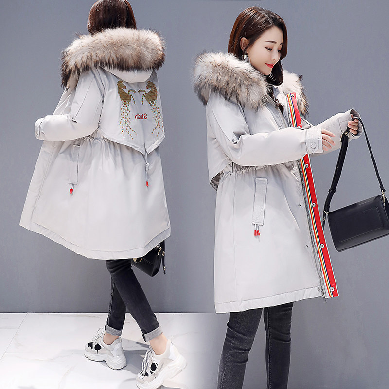 Winter clothes new pattern thickening cotton-padded clothes Mid length version Hair collar Frenum Waist Embroidery Big Faction overcome Hit color temperamentin the Women's clothing/Boutique , Cotton/Padded  category - from Buy2taobao.com to provide professional Taobao agent buy service