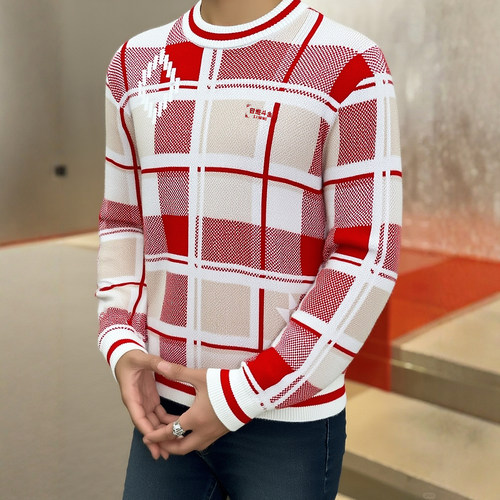 李宁2025冬新款男子套头编织衫日进斗金运动红色新年舒适无帽毛衣