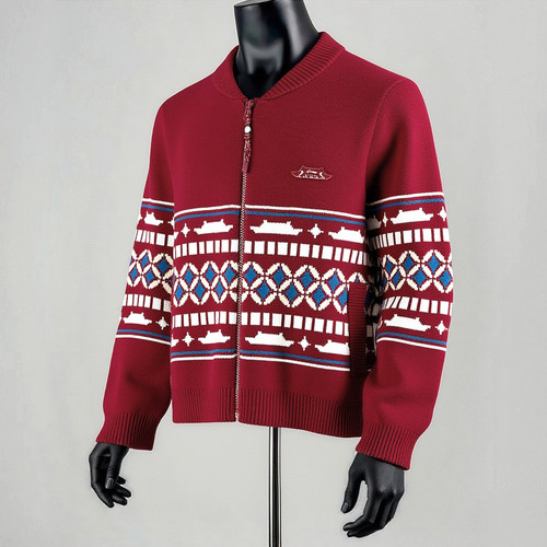 李宁运动潮流系列2025冬季女新年中国红色系列故宫联名开衫编织衫