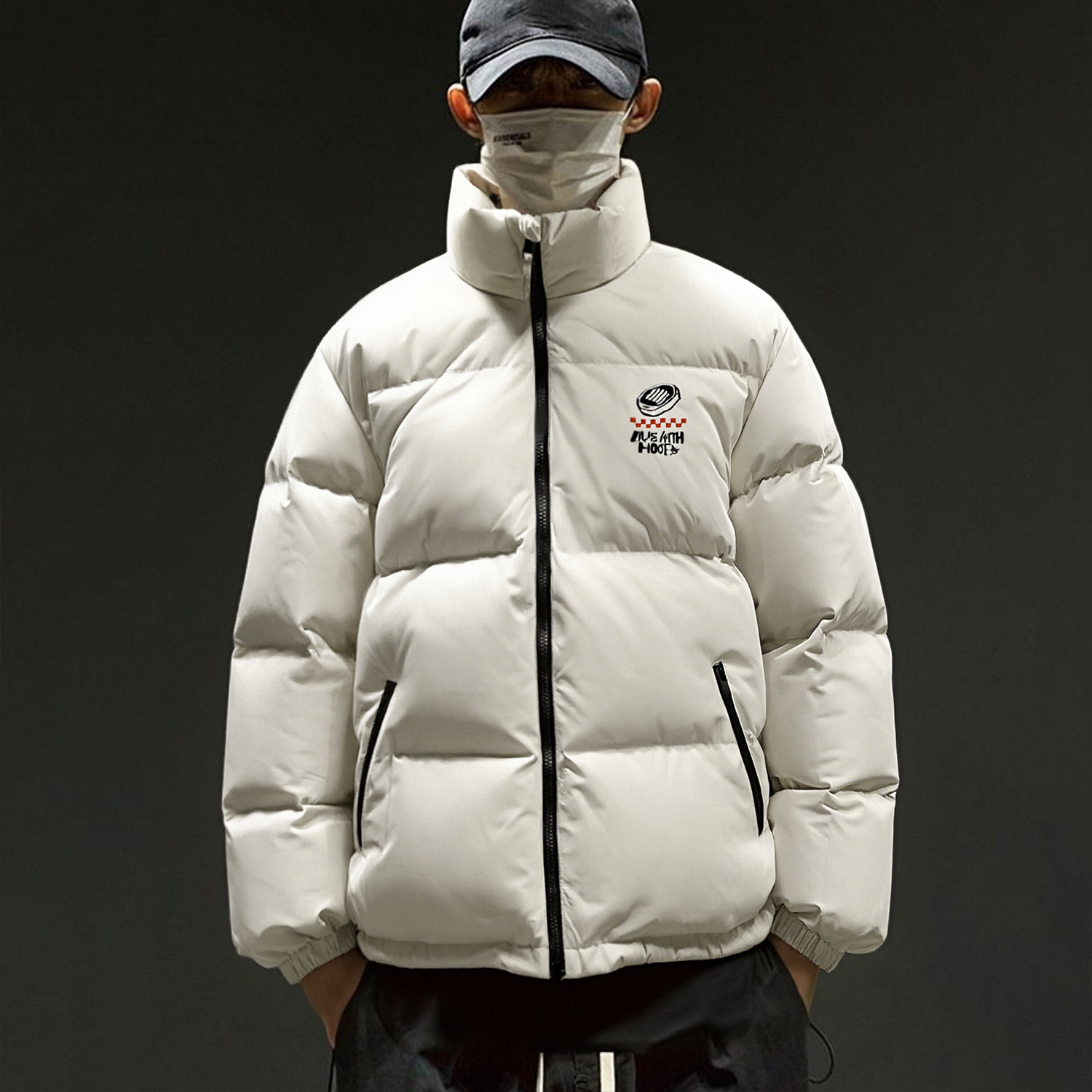 李宁系列2025冬季新款男反伍BADFIVE防泼水运动宽松鸭绒短羽绒服