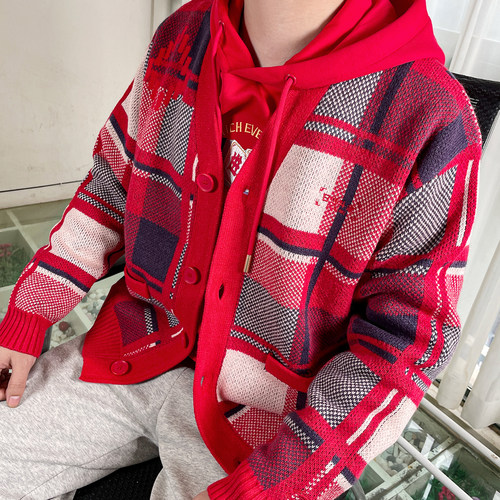 李宁日进斗金毛衣男2025春季新款潮流红色蛇年时尚卫衣AMBV029