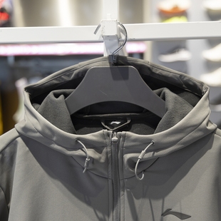 李宁秋冬运动风衣男2024新款 休闲弹力加绒保暖防泼水外套AFDU529