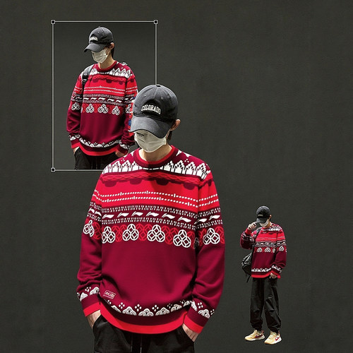 李宁2025冬季新款男子时尚舒适中国文化系列故宫联名套头编织衫