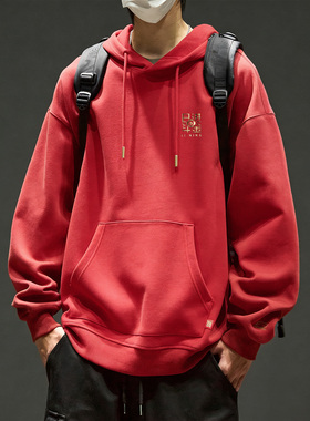 李宁2026马年新年红色连帽日进斗金系列舒适休闲运动卫衣AWDW111