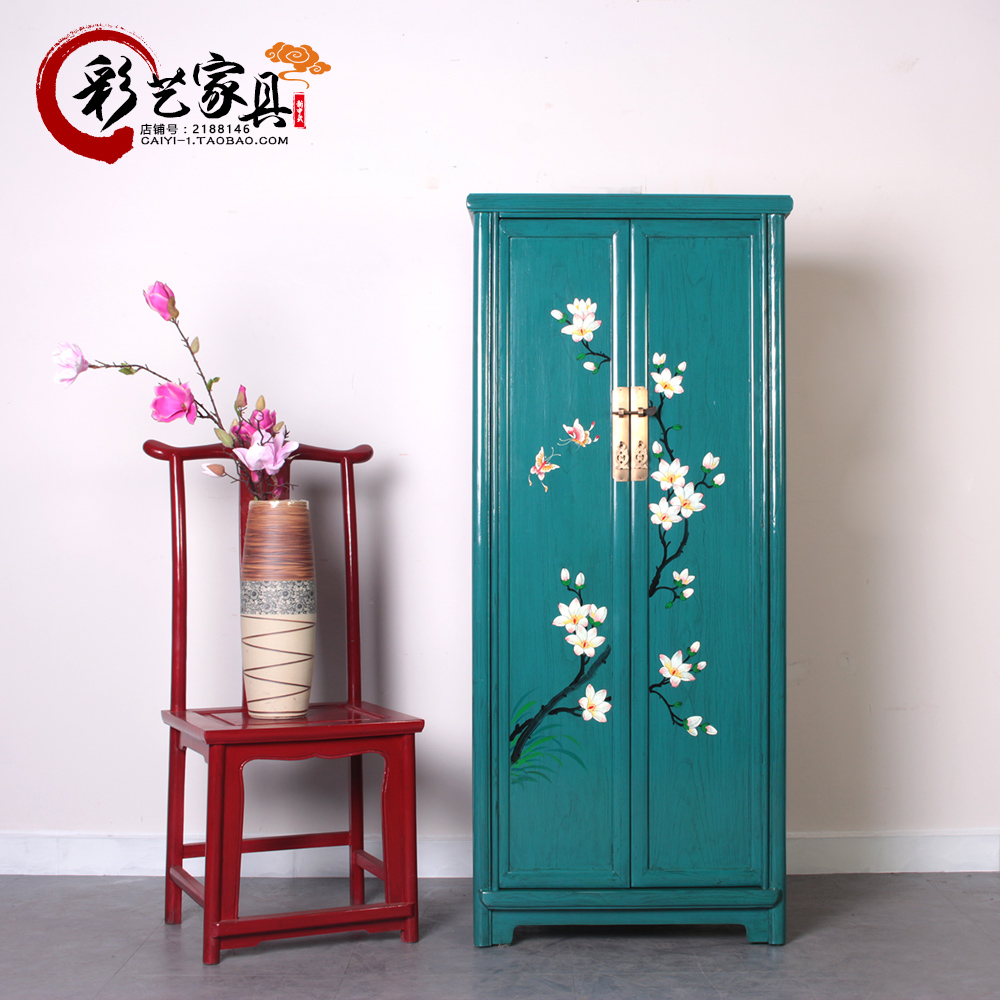 新中式古典实木衣柜榆木立柜柜子