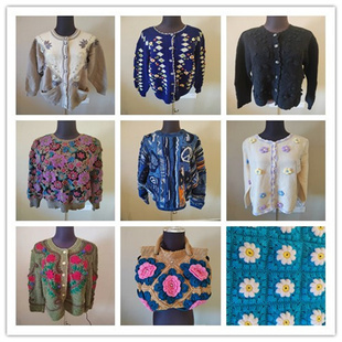 A11vintage古着毛衣外套女秋冬款小众宽松日系百搭复古慵懒风上衣