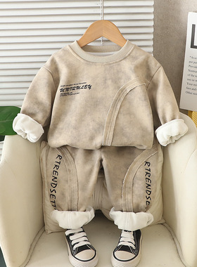 品牌三折特价撤柜秋冬男童婴幼儿休闲加厚夹棉保暖两件套YH255201