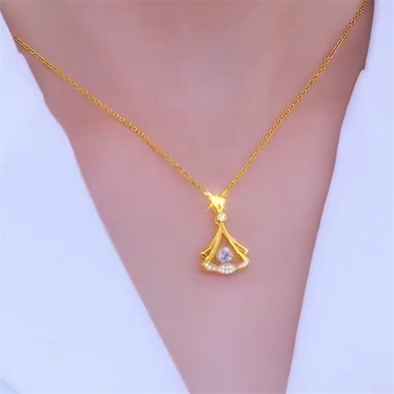 钛钢金色多福银杏叶项链女款不掉色2026年新款可水洗轻奢小众高级