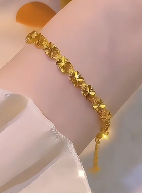 四叶花手链女不掉色洗澡可戴