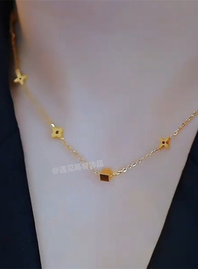 钛钢颈链不掉色可水洗花朵项链