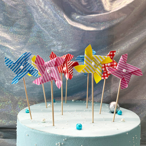 风车城堡蛋糕插件插卡旋转小风车