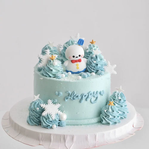 恋与深空黎医生小雪人雪花生日蛋糕装饰摆件可爱雪人甜品烘焙插件