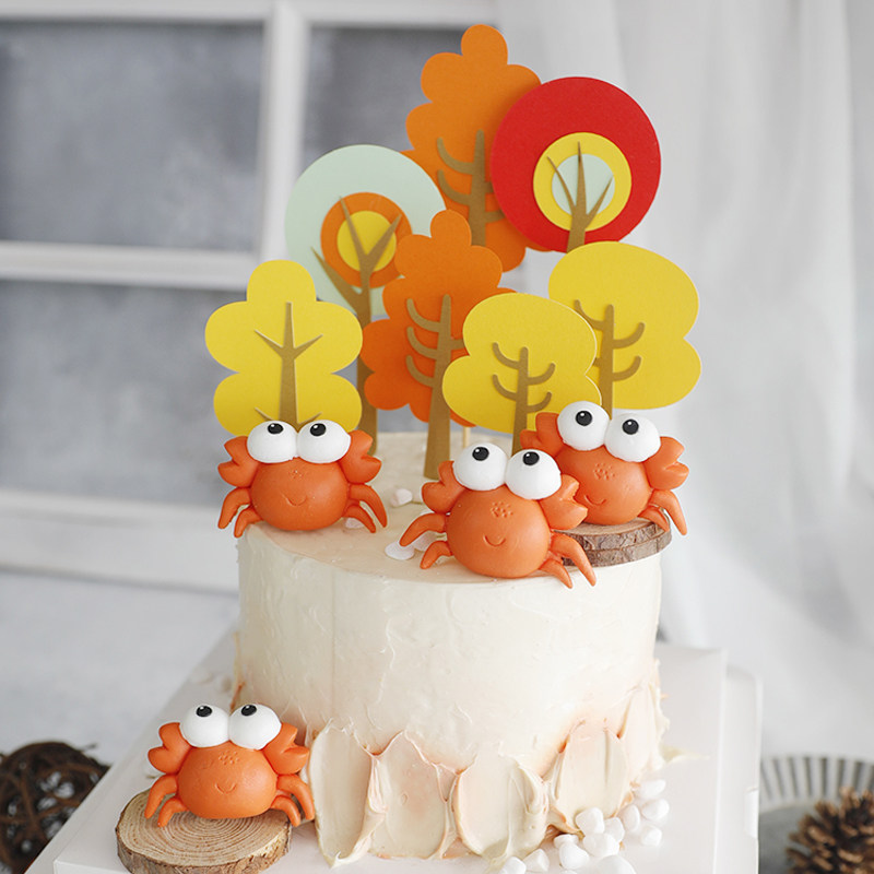 巨蟹座软陶螃蟹中秋佳节树木