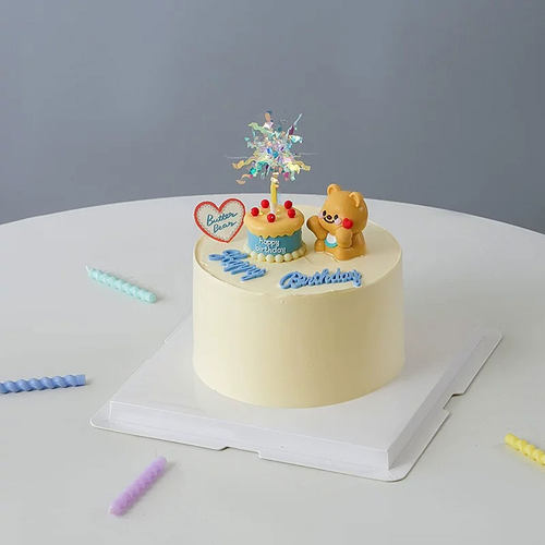网红ins蛋糕装饰立体黄油小熊头摆件卡通可爱腮红熊生日烘焙插件