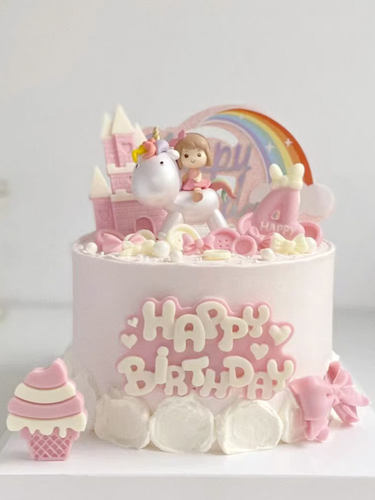 粉色大头独角兽女孩彩虹爱心