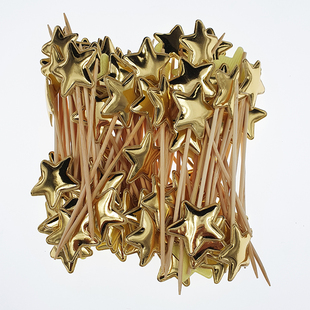 烘焙蛋糕装 饰五角星星桃爱心皇冠pu竹签生日蛋糕插牌插件签100只