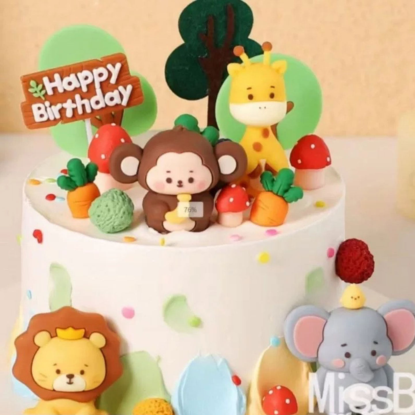 森系动物园烘焙蛋糕装饰软胶卡通狮子小猴子大象摆件生日蛋糕装饰