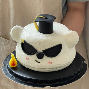 网红毕业创意蛋糕装饰博士帽小狗摆件墨镜眼镜插件甜品烘焙装扮