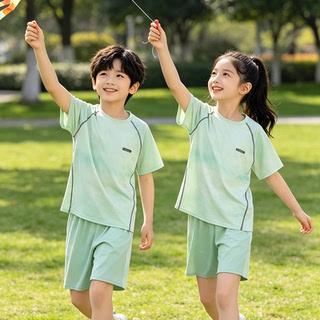 儿童夏季短袖速干运动套装男女童中大童青少年透气短裤两件套亲子