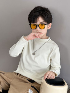 儿童半高领打底衫加厚羊绒女童男童中领大童秋冬亲子上衣洋气内搭