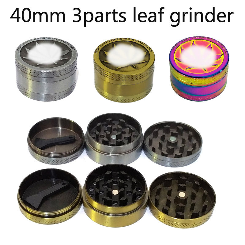 40mm3层叶子磨烟器碎烟器烟草研磨器斗客卷烟器tobacco grinder