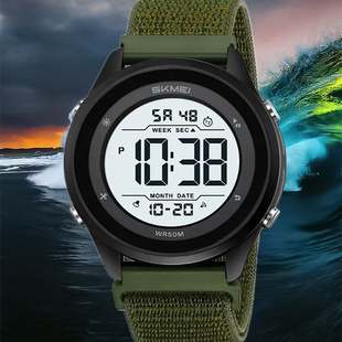 时刻美电子男款初中高中学生军训运动青少年男士游泳防水夜光手表