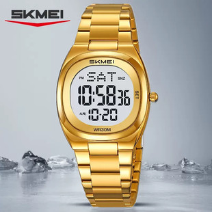 时刻美男款女款情侣防水夜光钢带闹钟日历初高中学生潮流运动手表