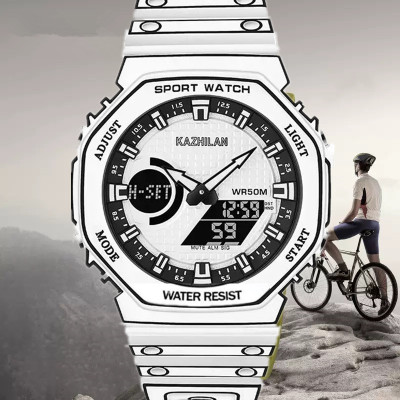 二次元漫画线条电子初高中学生专用时尚潮流防水夜光双机芯男手表