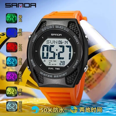 多功能防水夜光电子手表学生户外运动男女新款时尚潮流青少年腕表