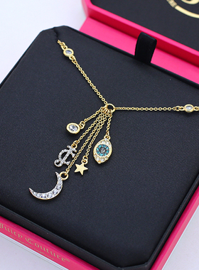 恶魔之眼月亮流苏多坠锁骨链