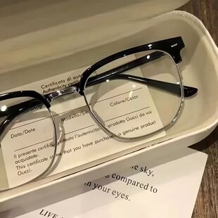 近视可配度数防蓝光眼镜女斯文理工男潮 痞帅文艺复古半框眼镜男款