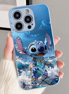 适用iphone17手机壳苹果16保护套OPPOReno15C华丽史迪奇可爱卡通史迪仔蓝色海浪VIVO华为nova15pro荣耀magic8