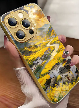 适用VIVOIQOO15油画40漫山遍野金黄油菜花乡村治愈系艺术春日OPPOFindx9手机壳华为mate70荣耀500pro一加ACE6