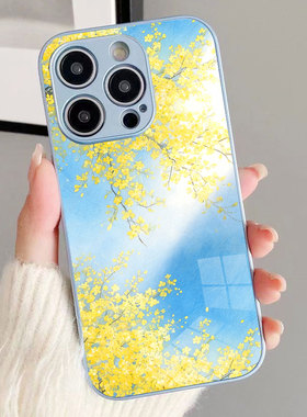 适用VIVOIQOONEO11黄色小碎花水彩唯美花朵70春日OPPOA6GT苹果17Pro手机壳新款iphone15华为nova15荣耀magic8