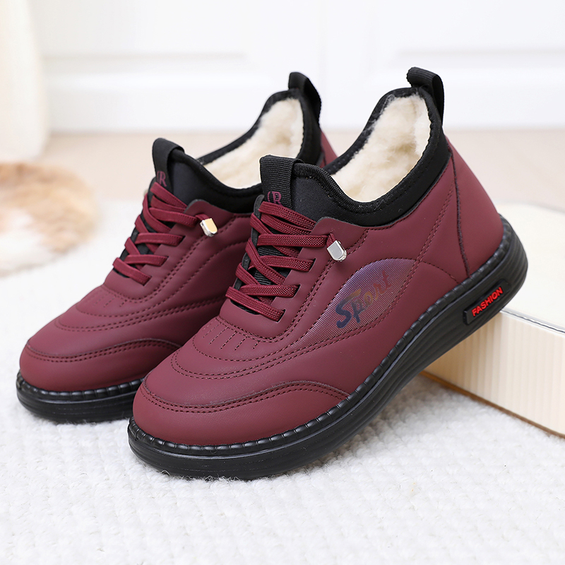 2025冬季新款老北京棉鞋皮面防水保暖短靴加绒棉鞋女加厚妈妈棉靴