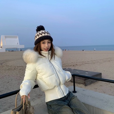 冬季大毛领羽绒棉服短款外套