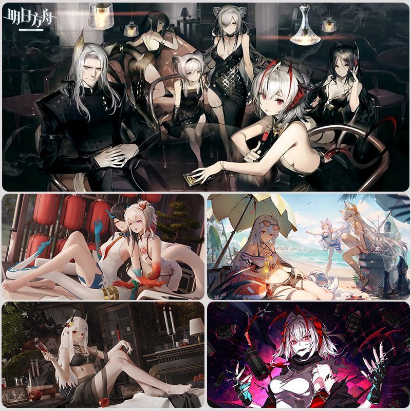 明日方舟周边鼠标垫超大锁边电脑桌垫键盘垫游戏阿米娅斯卡蒂定制