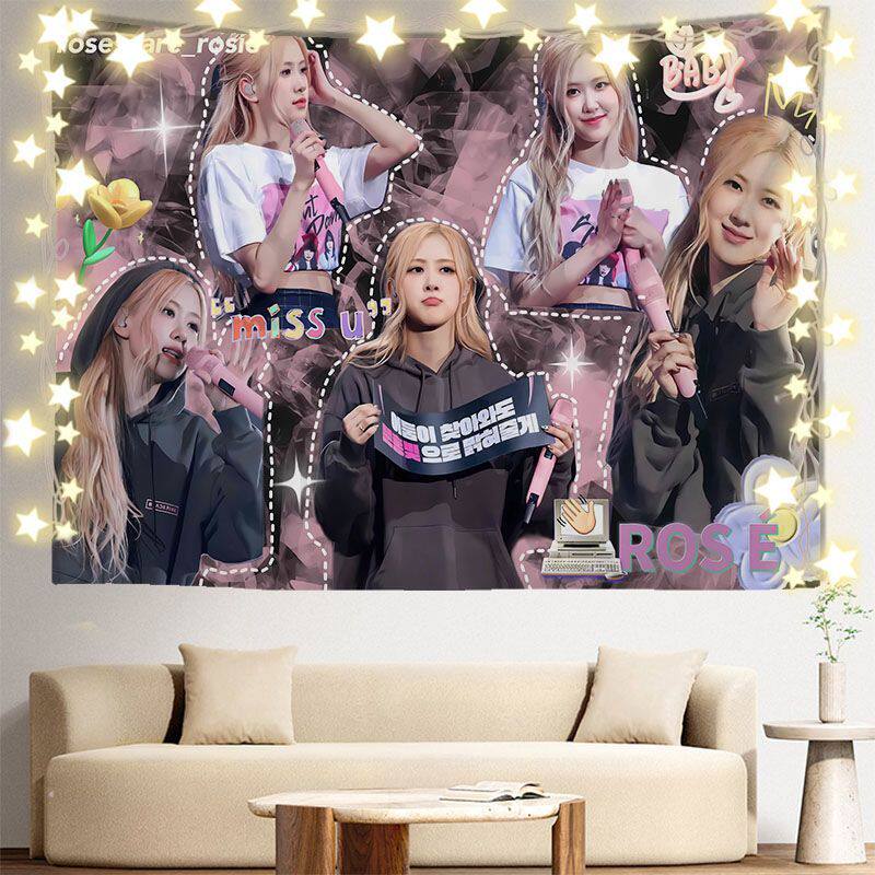 BLACKPINK四人组合背景布宿舍寝室装饰墙布海报布LISA朴彩英挂布