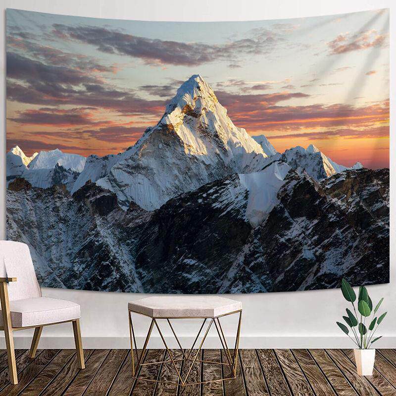 日照金山客厅装饰挂布雪山沙发墙上简约背景布卧室床头直播挂毯