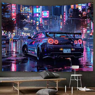 战神GTR潮流背景布免打孔挂布宿舍床头墙上装饰墙布墙面布置海报