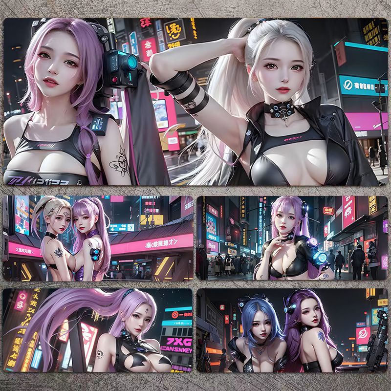 禁欲系动漫二次元少女鼠标垫超大电竞游戏办公键盘垫学生书桌垫子