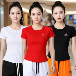 2026新款 棉T恤广场舞上衣女跑步舞蹈健身瑜伽服 速干透气运动短袖